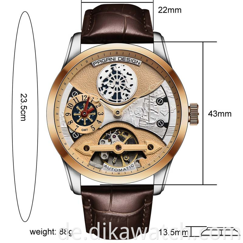 BENYAR Top Herren Hochwertige Uhren Luxus Leder Armbanduhren Mode Gut Design Skeleton Mechanische Uhr Wasserdicht